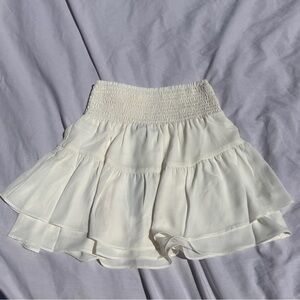 Krisa Cream Smocked Ruffle Mini Skirt | Revolve | XS | NWT